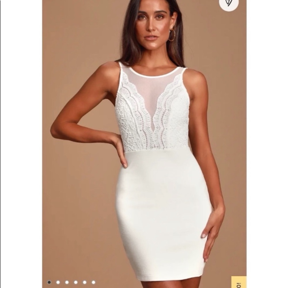 Lulu’s white Coquina lace bodycon dress fits small**